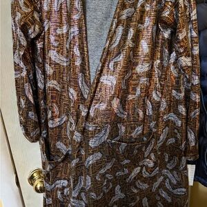 LuLaRoe Brown and Gray Patterned Cardigan